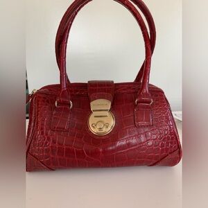 Red Faux Croc Handbag